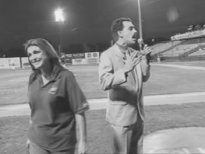Borat is asked to stop singing the Kazakhstan National Anthem. He carries on regardless.