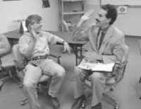 Borat high fives Ken Goldburg from the Texas Gun Club